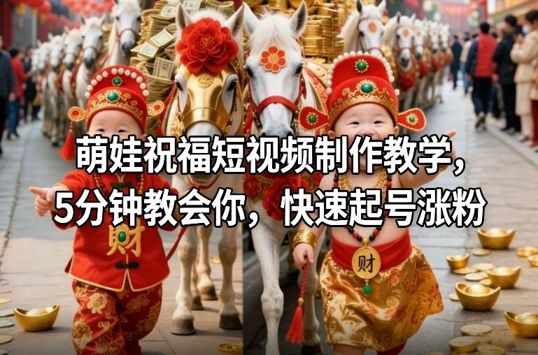萌娃祝福短视频制作教学，5分钟教会你，快速起号涨粉——豪客资源创业项目网-豪客资源_豪客资源库