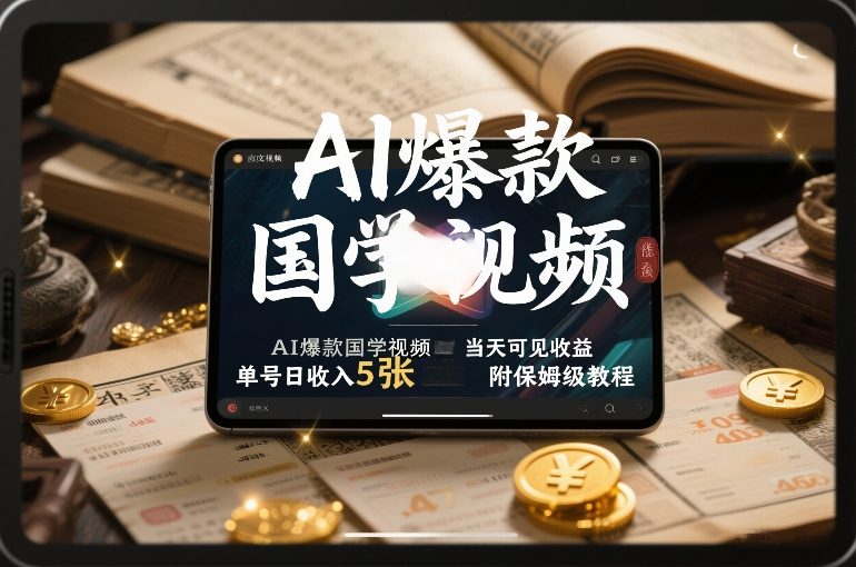 AI爆款国学视频，独家起号方法，小白直接上手，当天可见收益，单号日收入5张+附保姆级教程——豪客资源创业项目网-豪客资源_豪客资源库