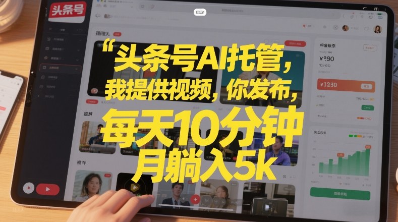 头条号AI托管，我提供视频，你发布，每天10分钟，月躺入5k+【揭秘】——豪客资源创业项目网-豪客资源_豪客资源库