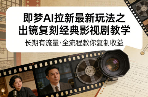 即梦AI拉新最新玩法之出镜复刻经典影视剧教学，长期有流量，全流程教你复制收益——豪客资源创业项目网-豪客资源_豪客资源库