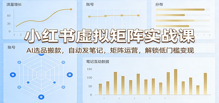 小红书虚拟矩阵实战课：AI选品搬款，自动发笔记，矩阵运营，解锁低门槛变现_豪客资源创业网-豪客资源_豪客资源库