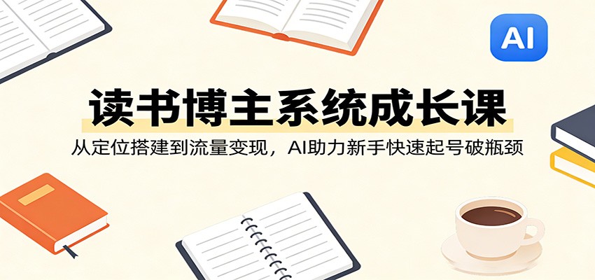 读书博主系统成长课：从定位搭建到流量变现，AI助力新手快速起号破瓶颈_豪客资源创业网-豪客资源_豪客资源库