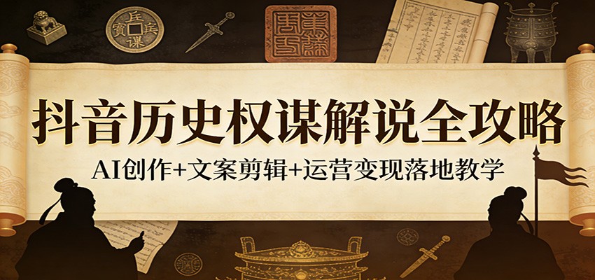 抖音历史权谋解说全攻略：AI创作+文案剪辑+运营变现落地教学_豪客资源创业网-豪客资源_豪客资源库