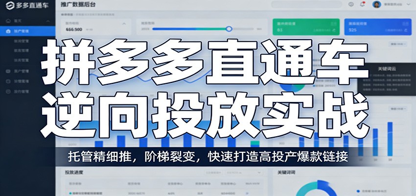 拼多多直通车逆向投放实战：托管精细推，阶梯裂变，快速打造高投产爆款链接_豪客资源创业网-豪客资源_豪客资源库