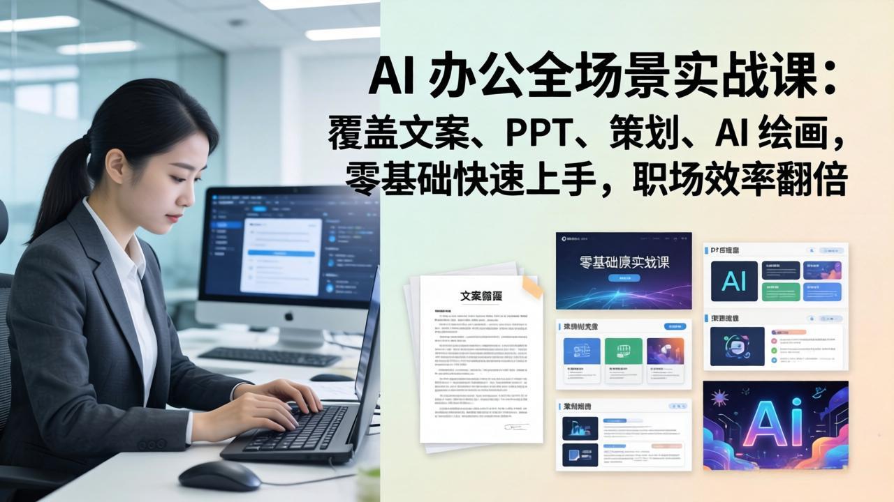 （17732期） AI 办公全场景实战课：覆盖文案、PPT、策划、AI 绘画，零基础快速上手，职场效率翻倍_豪客资源创业项目网-豪客资源_豪客资源库