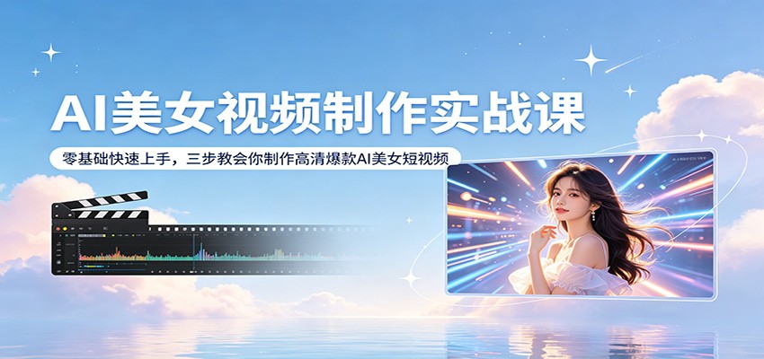 AI美女视频制作实战课：零基础快速上手，三步教会你制作高清爆款AI美女短视频_豪客资源创业网-豪客资源_豪客资源库