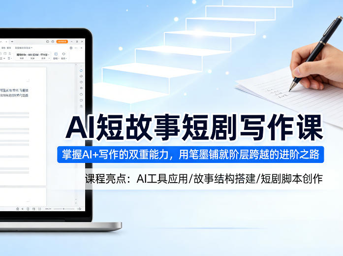 AI短故事短剧写作课，掌握AI+写作的双重能力，用笔墨铺就阶层跨越的进阶之路——豪客资源创业项目网-豪客资源_豪客资源库