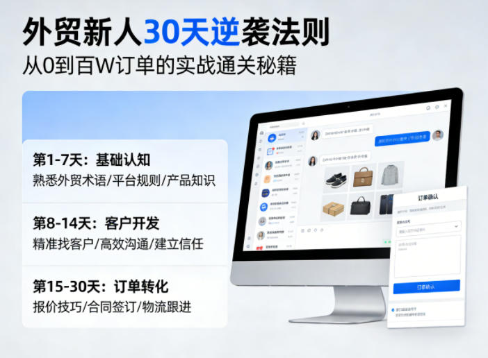 外贸新人30天逆袭法则，教你从0到百W订单的实战通关秘籍——豪客资源创业项目网-豪客资源_豪客资源库