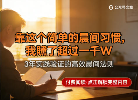 某公众号付费文章：靠这个简单的晨间习惯，我賺了超过一千W——豪客资源创业项目网-豪客资源_豪客资源库