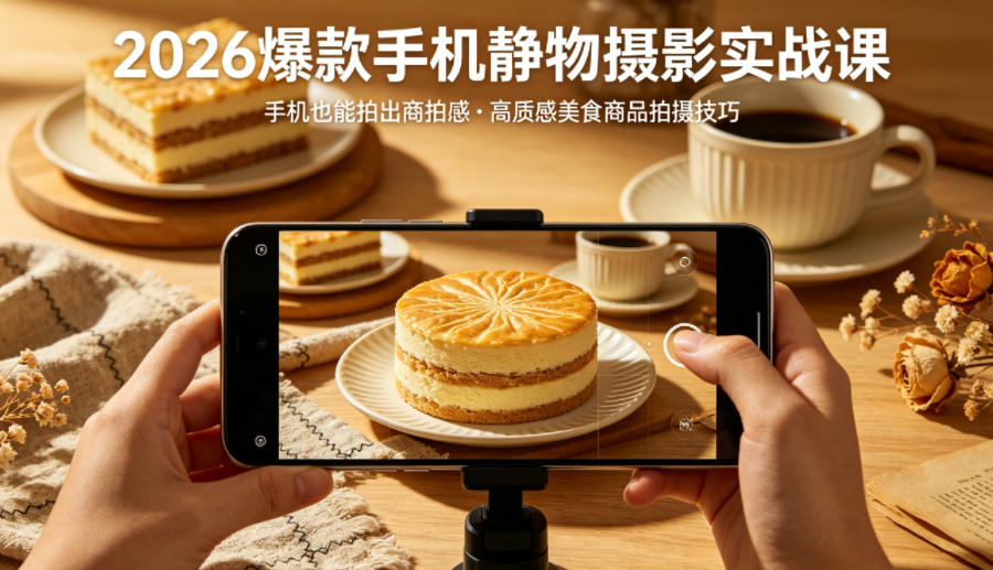2026爆款手机静物摄影实战课，手机也能拍出商拍感，学会拍出高质感美食商品——豪客资源创业项目网-豪客资源_豪客资源库