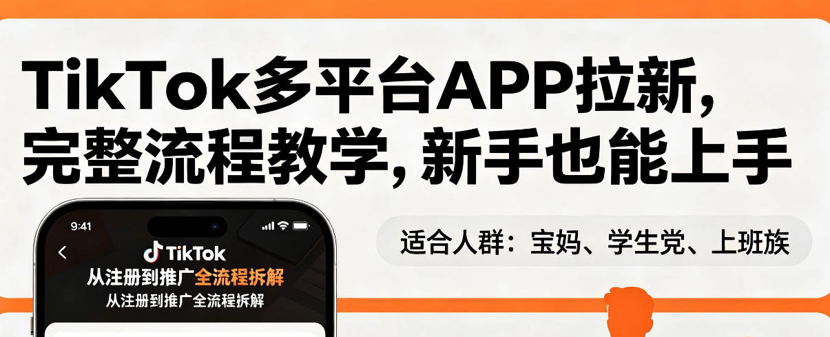 TikTok多平台APP拉新，完整流程教学，新手也能上手，轻松出海搞美金——豪客资源创业项目网-豪客资源_豪客资源库