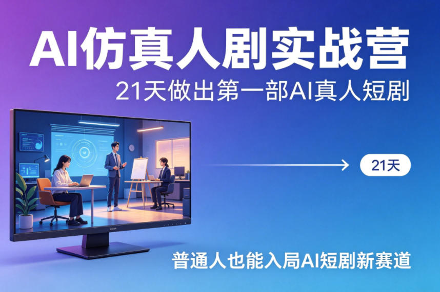 AI仿真人剧实战营，21天做出第一部AI真人短剧，普通人也能入局AI短剧新赛道——豪客资源创业项目网-豪客资源_豪客资源库