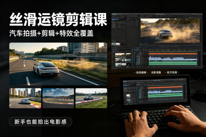 大叔丝滑运镜剪辑课，汽车拍摄+剪辑+特效全覆盖，新手也能拍出电影感——豪客资源创业项目网-豪客资源_豪客资源库