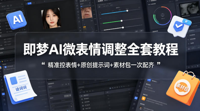 即梦AI微表情调整全套教程，精准控表情+原创提示词+素材包一次配齐——豪客资源创业项目网-豪客资源_豪客资源库