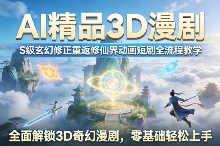 AI精品3D漫剧S级玄幻修正重返修仙界动画短剧全流程教学，全面解锁3D奇幻漫剧，零基础轻松上手——豪客资源创业项目网-豪客资源_豪客资源库
