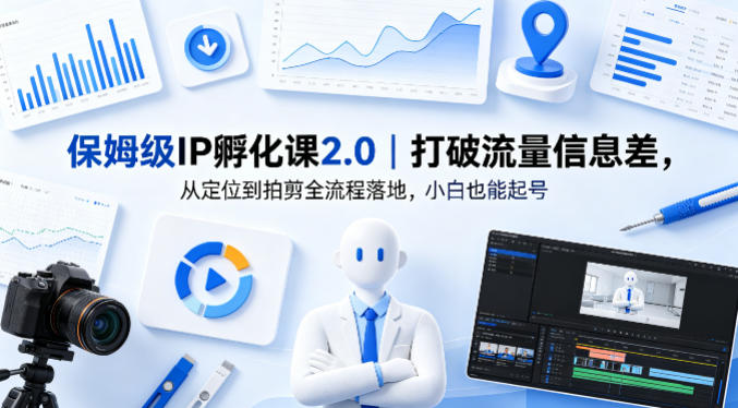 保姆级IP孵化课2.0｜打破流量信息差，从定位到拍剪全流程落地，小白也能起号——豪客资源创业项目网-豪客资源_豪客资源库