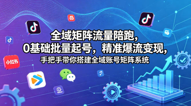 全域矩阵流量陪跑，0基础批量起号，精准爆流变现，手把手带你搭建全域账号矩阵系统——豪客资源创业项目网-豪客资源_豪客资源库