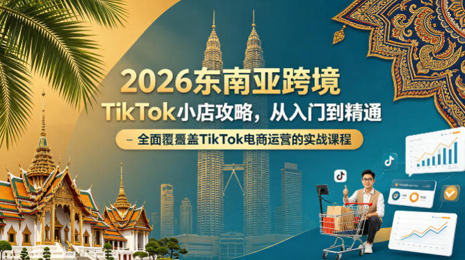 2026东南亚跨境TikTok小店攻略，从入门到精通、全面覆盖TikTok电商运营的实战课程（更新4月）——豪客资源创业项目网-豪客资源_豪客资源库