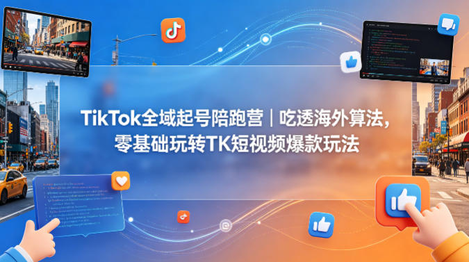 TikTok全域起号陪跑营｜吃透海外算法，零基础玩转TK短视频爆款玩法——豪客资源创业项目网-豪客资源_豪客资源库