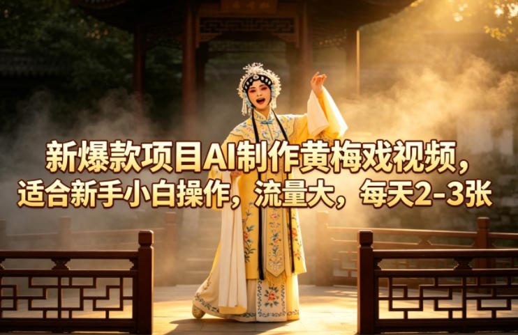 新爆款项目AI制作黄梅戏视频，适合新手小白操作，流量大，每天2-3张——豪客资源创业项目网-豪客资源_豪客资源库