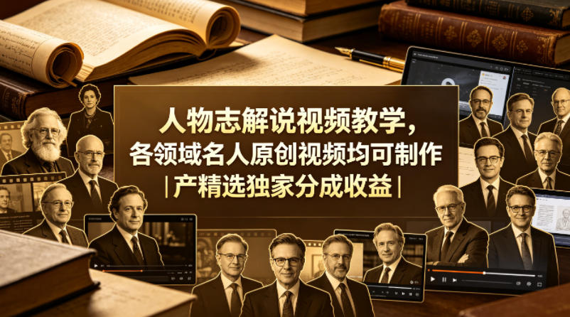 人物志解说视频教学，各领域名人原创视频均可制作丨精选独家分成收益——豪客资源创业项目网-豪客资源_豪客资源库