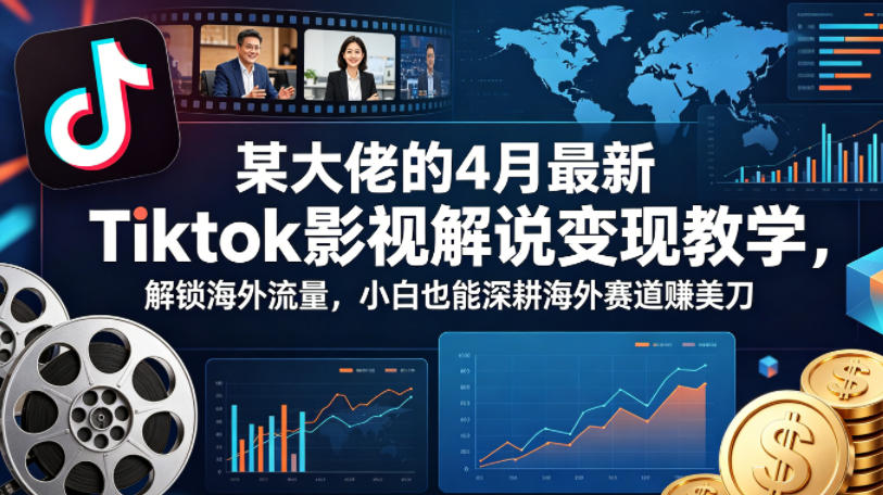 某大佬的4月最新Tiktok影视解说变现教学，解锁海外流量，小白也能深耕海外赛道賺美刀——豪客资源创业项目网-豪客资源_豪客资源库