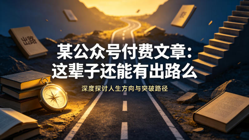 某公众号付费文章：这辈子还能有出路么——豪客资源创业项目网-豪客资源_豪客资源库