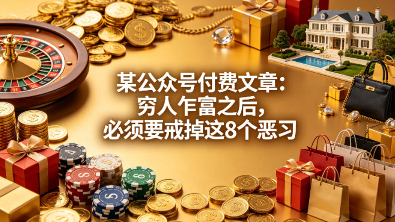 某公众号付费文章：穷人乍富之后，必须要戒掉这8个恶习——豪客资源创业项目网-豪客资源_豪客资源库