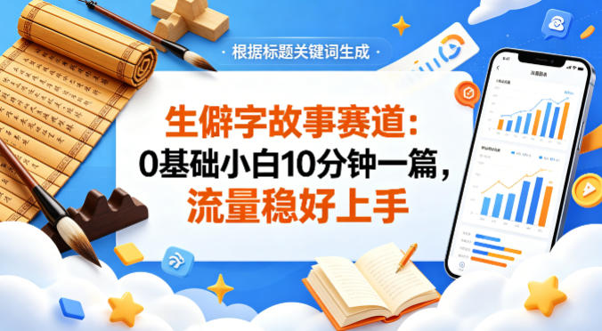 公众号流量主——生僻字故事赛道，流量稳，好上手，0基础小白也能10分钟一篇——豪客资源创业项目网-豪客资源_豪客资源库