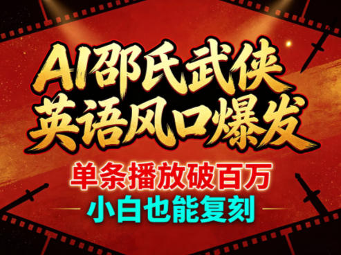 AI邵氏武侠英语风口爆发，单条播放破百万，小白也能复刻——豪客资源创业项目网-豪客资源_豪客资源库