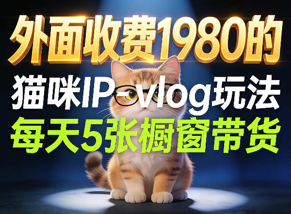 宠物赛道猫咪IP-vlog玩法，26条视频涨粉29W，每天5张橱窗带货拆解——豪客资源创业项目网-豪客资源_豪客资源库