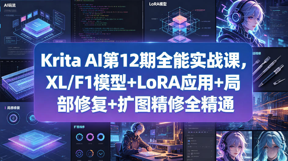 Krita AI第12期全能实战课，XL/F1模型+LoRA应用+局部修复+扩图精修全精通——豪客资源创业项目网-豪客资源_豪客资源库
