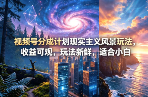 视频号分成计划现实主义风景玩法，收益可观，玩法新鲜，适合小白——豪客资源创业项目网-豪客资源_豪客资源库