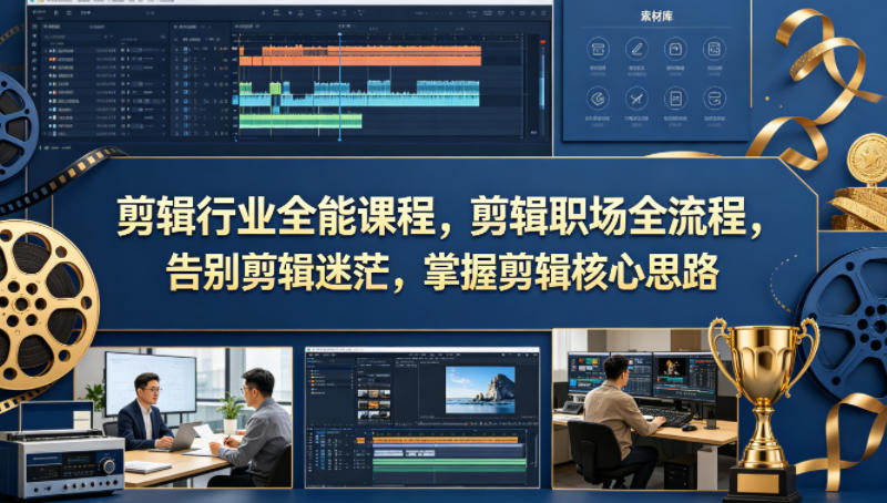 剪辑行业全能课程，剪辑职场全流程，告别剪辑迷茫，掌握剪辑核心思路——豪客资源创业项目网-豪客资源_豪客资源库