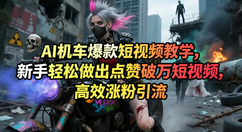 AI机车爆款短视频教学，新手轻松做出点赞破万短视频，高效涨粉引流——豪客资源创业项目网-豪客资源_豪客资源库