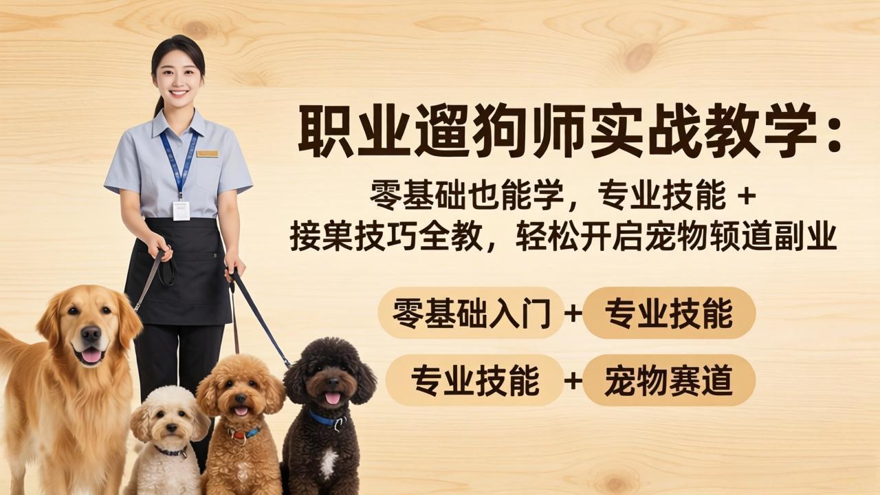 （18115期）职业遛狗师实战教学：零基础也能学，专业技能 + 接单技巧全教，轻松开启宠物赛道副业_豪客资源创业项目网-豪客资源_豪客资源库