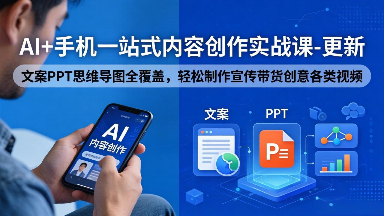 （18204期）AI+手机一站式内容创作实战课-更新，文案PPT思维导图全覆盖，轻松制作宣传带货创意各类视频_豪客资源创业项目网-豪客资源_豪客资源库