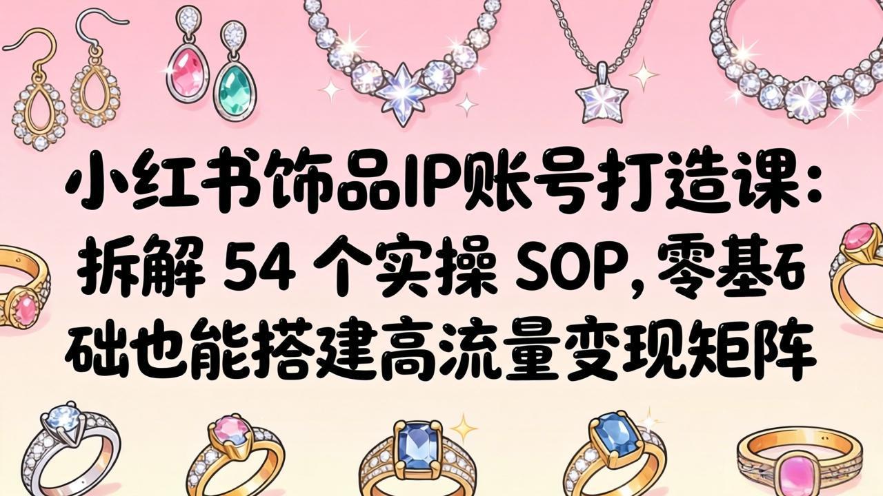 （18101期）小红书饰品IP账号打造课：拆解 54 个实操 SOP，零基础也能搭建高流量变现矩阵_豪客资源创业项目网-豪客资源_豪客资源库