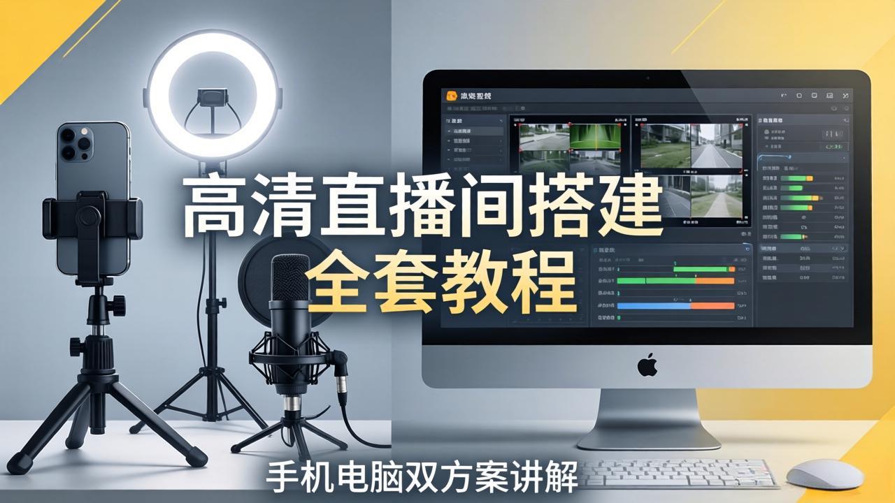 （18104期）高清直播间搭建全套教程，手机电脑双方案讲解，设备选型调试多机位实操教学_豪客资源创业项目网-豪客资源_豪客资源库