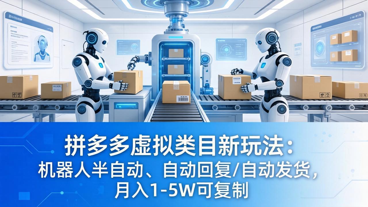 （18038期）拼多多虚拟类目新玩法：机器人半自动、自动回复 /自动发货，月入 1-5W 可复制_豪客资源创业项目网-豪客资源_豪客资源库