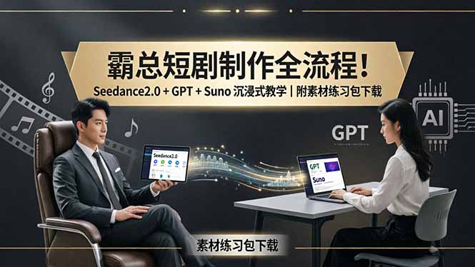 （18153期）霸总短剧制作全流程！Seedance2.0 + GPT + Suno 沉浸式教学｜附素材练习包下载_豪客资源创业项目网-豪客资源_豪客资源库
