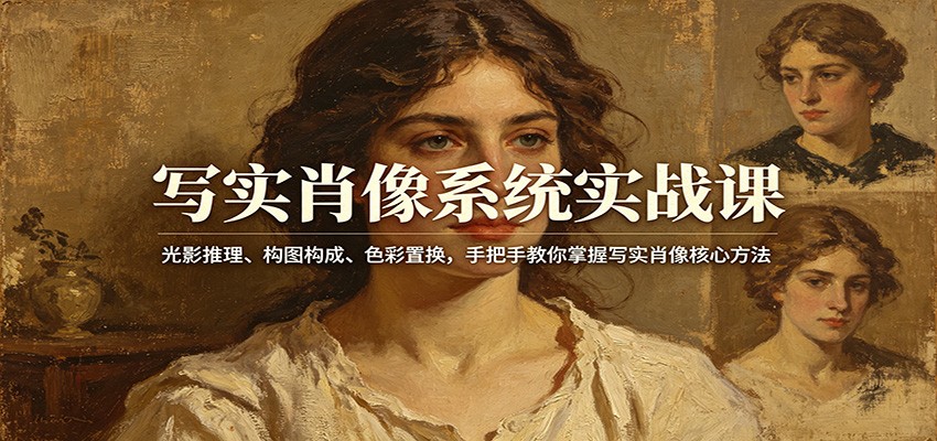 写实肖像系统实战课：光影推理、构图构成、色彩置换，手把手教你掌握写实肖像核心方法_豪客资源创业网-豪客资源_豪客资源库