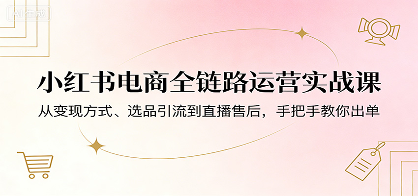 小红书电商全链路运营实战课：从变现方式、选品引流到直播售后，手把手教你出单_豪客资源创业网-豪客资源_豪客资源库