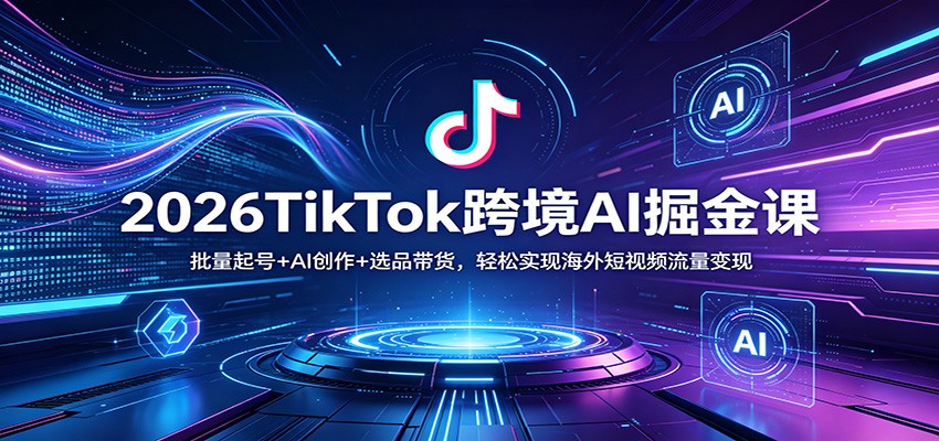 2026TikTok跨境AI掘金课：批量起号+AI创作+选品带货，轻松实现海外短视频流量变现_豪客资源创业网-豪客资源_豪客资源库