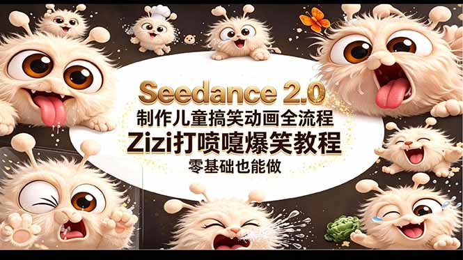 （18211期）Seedance 2.0 制作儿童搞笑动画全流程Zizi打喷嚏爆笑教程｜零基础也能做_豪客资源创业项目网-豪客资源_豪客资源库