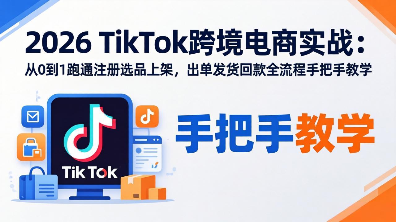 （17850期）2026TikTok跨境电商实战：从0到1跑通注册选品上架，出单发货回款全流程手把手教学_豪客资源创业项目网-豪客资源_豪客资源库