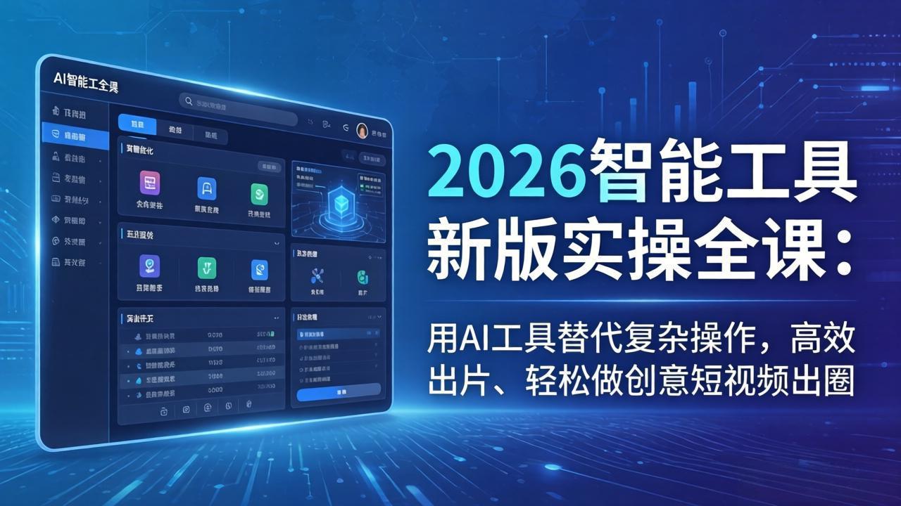（18005期）2026智能工具新版实操全课：用AI工具替代复杂操作，高效出片、轻松做创意短视频出圈_豪客资源创业项目网-豪客资源_豪客资源库