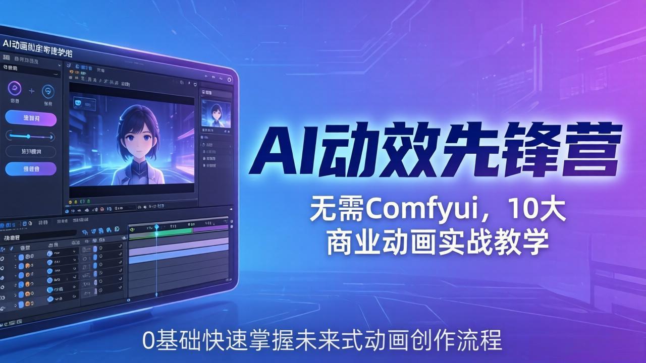 （18077期）AI 动效先锋营：无需Comfyui，10大商业动画实战教学，0基础快速掌握未来式动画创作流程_豪客资源创业项目网-豪客资源_豪客资源库