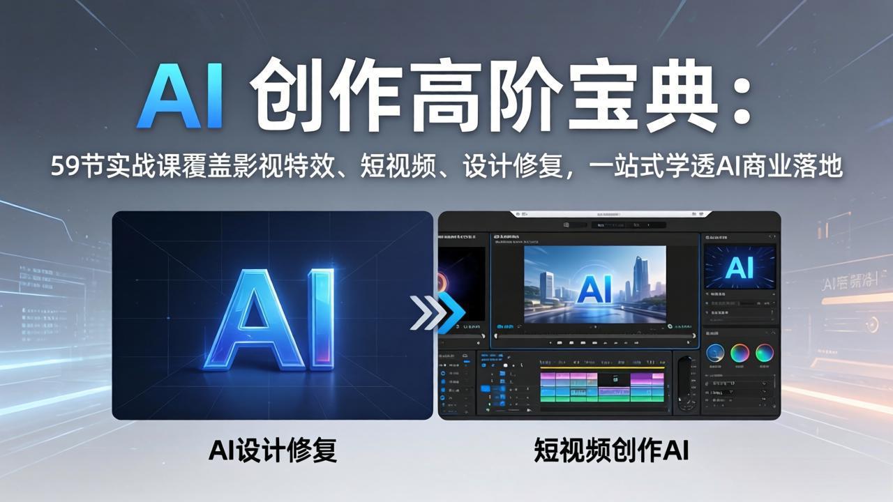 （17887期）AI 创作高阶宝典：59节实战课覆盖影视特效、短视频、设计修复，一站式学透AI商业落地_豪客资源创业项目网-豪客资源_豪客资源库