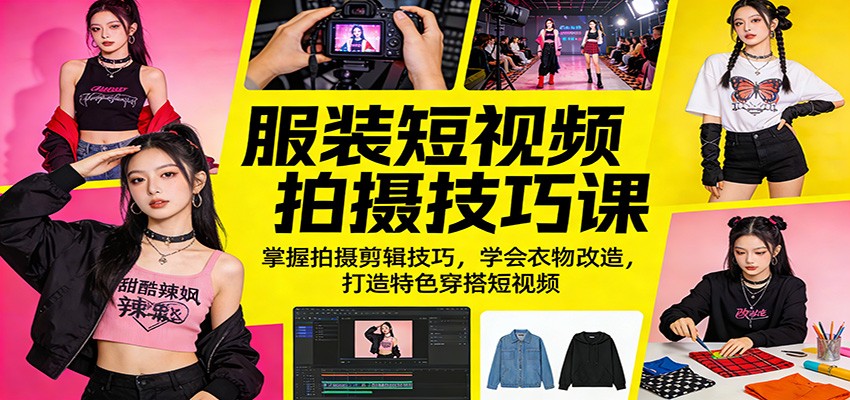 服装短视频拍摄技巧课：掌握拍摄剪辑技巧，学会衣物改造，打造特色穿搭短视频_豪客资源创业网-豪客资源_豪客资源库